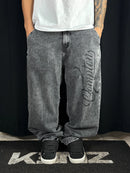 Calça Compton Jeans Baggy Estonado Logo