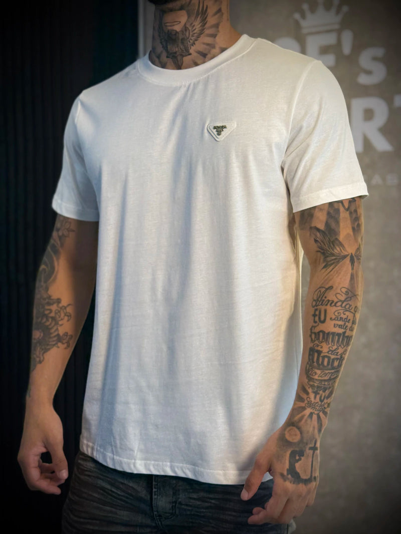 Camisa Prada Logo Metal - Importada - Branca