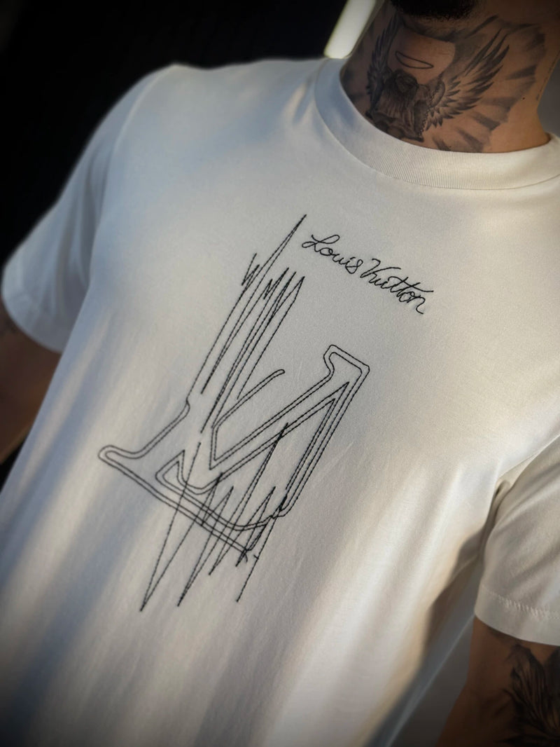 Camisa LV Louis Vuitton Bordado Frontal - Branca