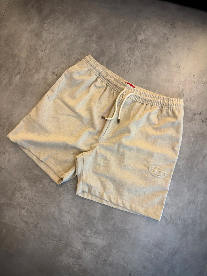 Short Diesel Linho Logo Circular - Off White - Importado