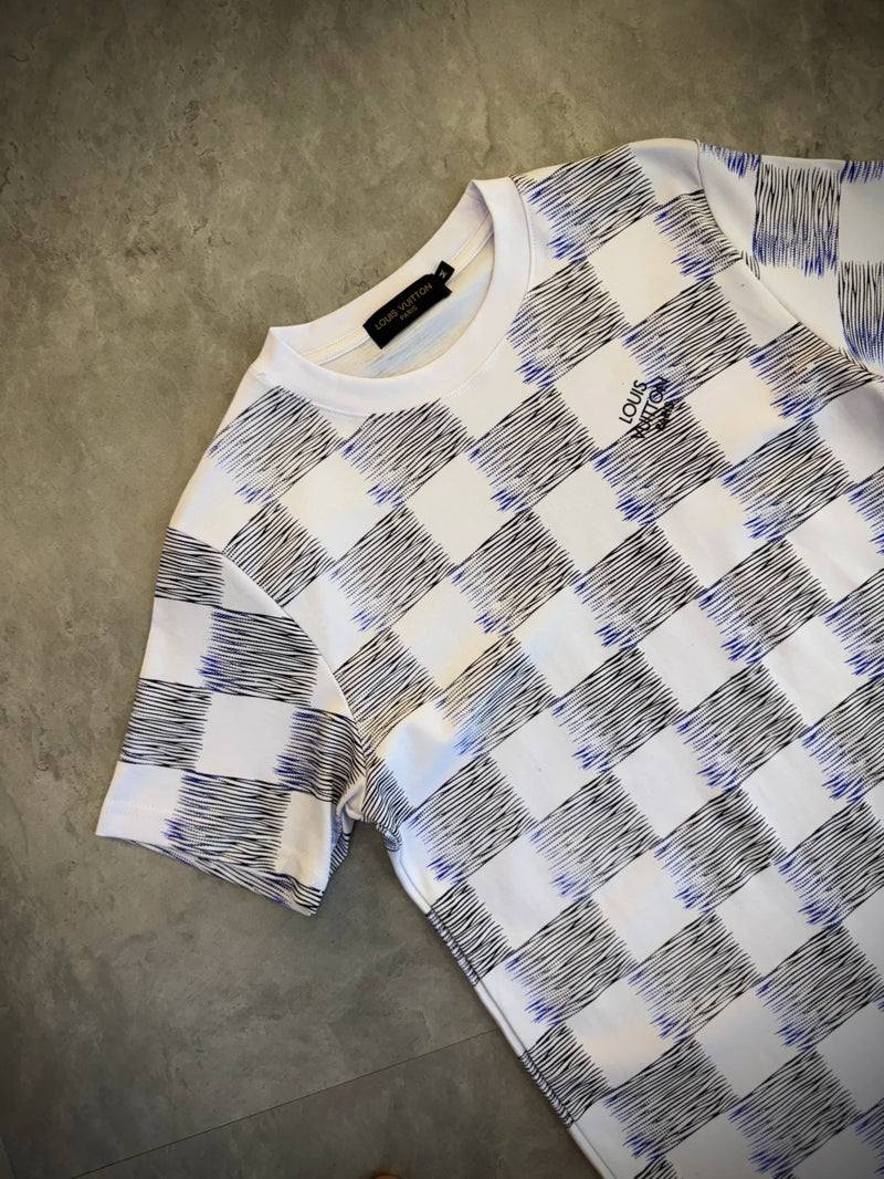 Camisa LV Louis Vuitton Xadrez - Branca/Azul