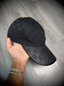 Boné Gucci Monogramado | Aba de couro - Preto