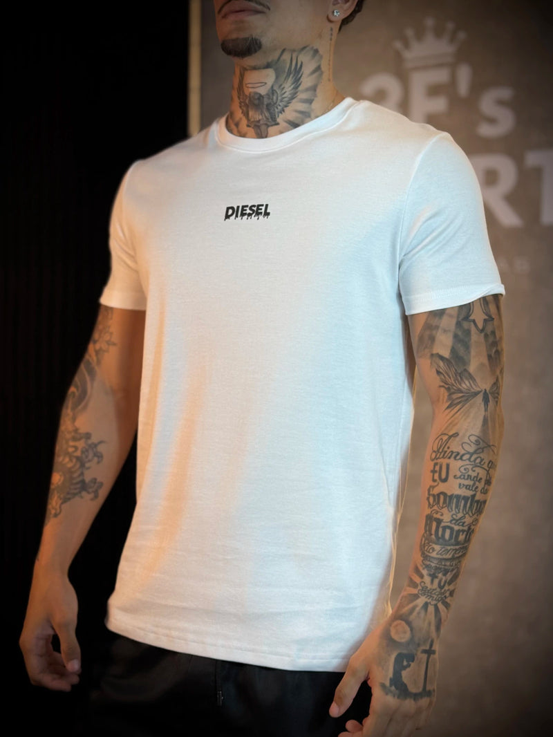 Camisa Diesel Logo Frontal Estampa Costas - Branca