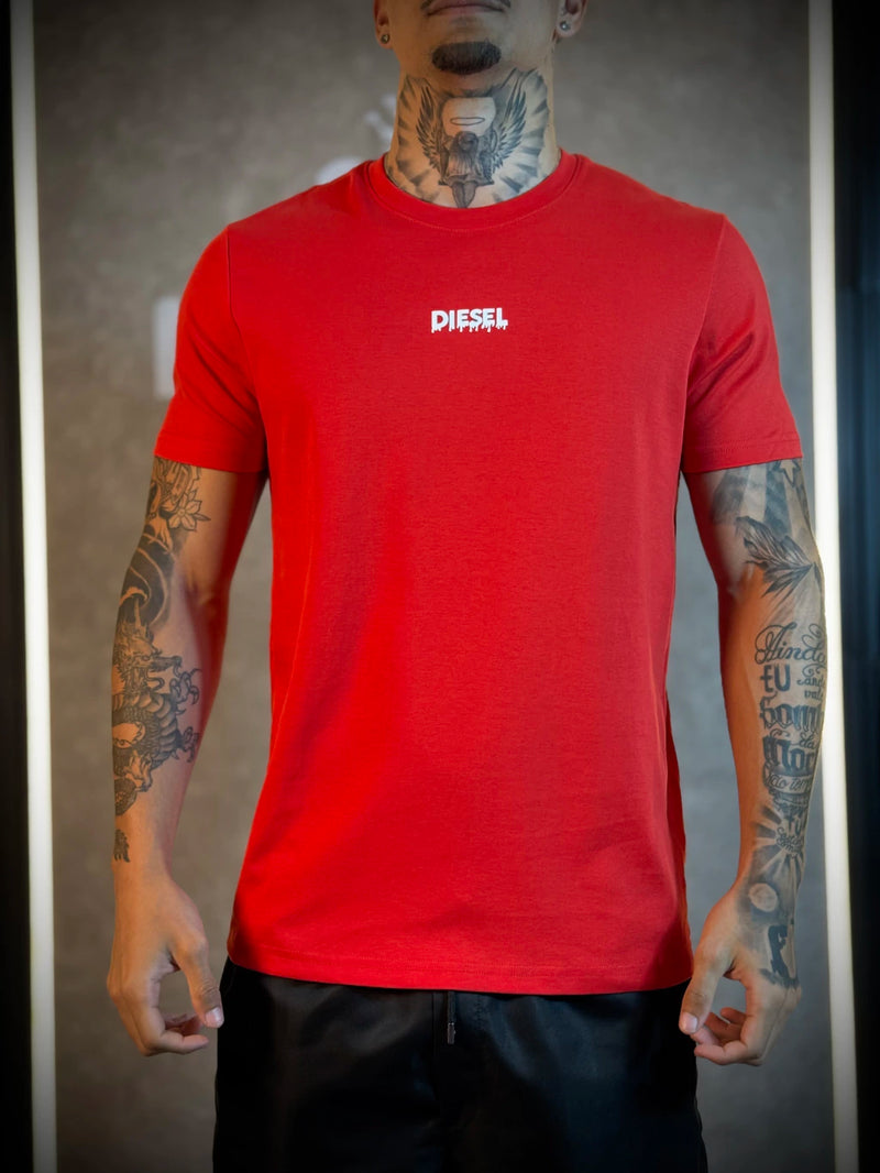 Camisa Diesel Logo Frontal Estampa Costas - Vermelha