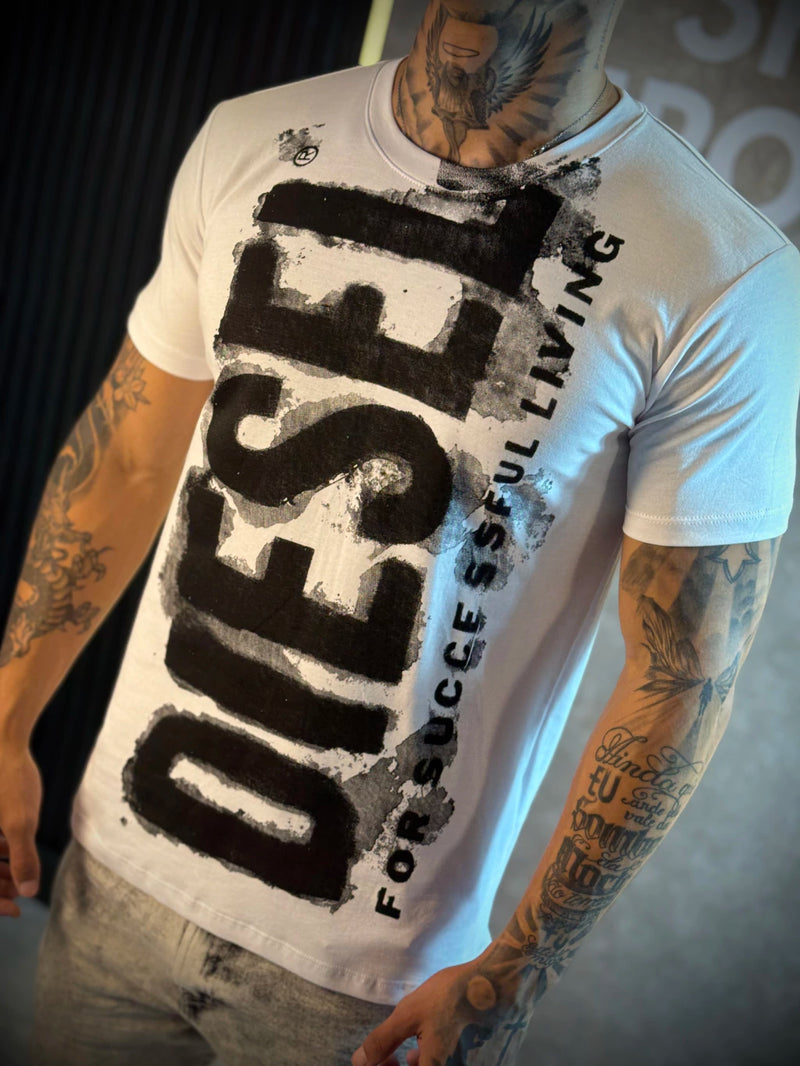 Camisa Diesel básica Logo Escrita Frontal - Branca