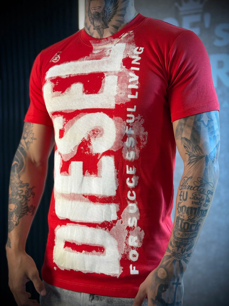 Camisa Diesel básica Logo Escrita Frontal - Vermelha