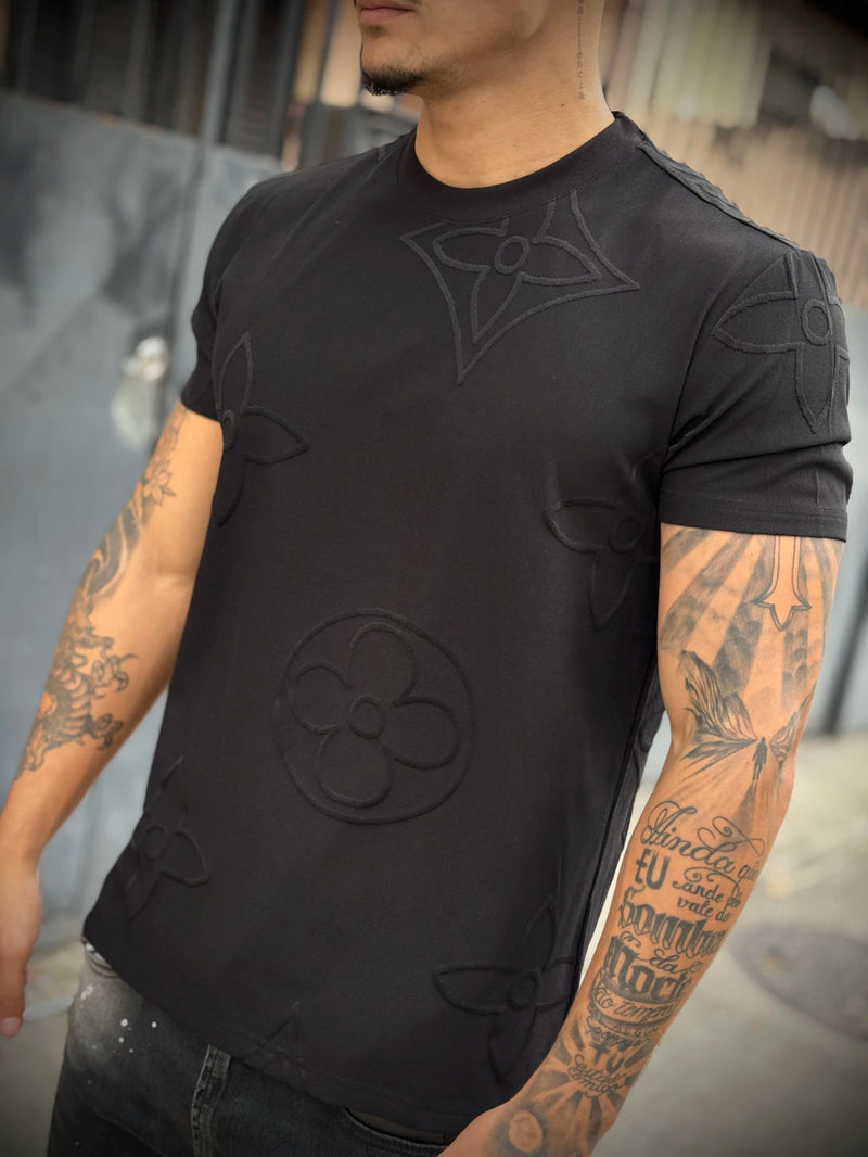 Camisa Louis Vuitton Alto Relevo | Símbolos Grande - Premium - Preta
