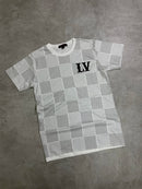 Camisa Lv Estampa Xadrez Simbolo - Branca