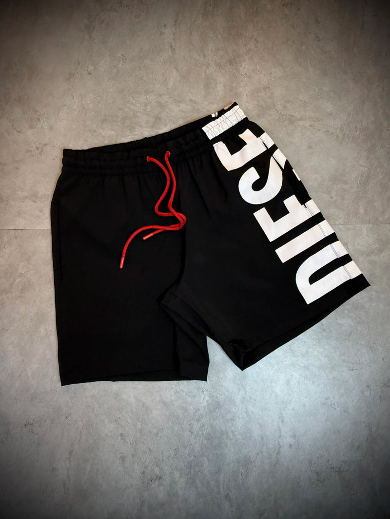 Short Diesel Logo Lateral - Preto/Branco