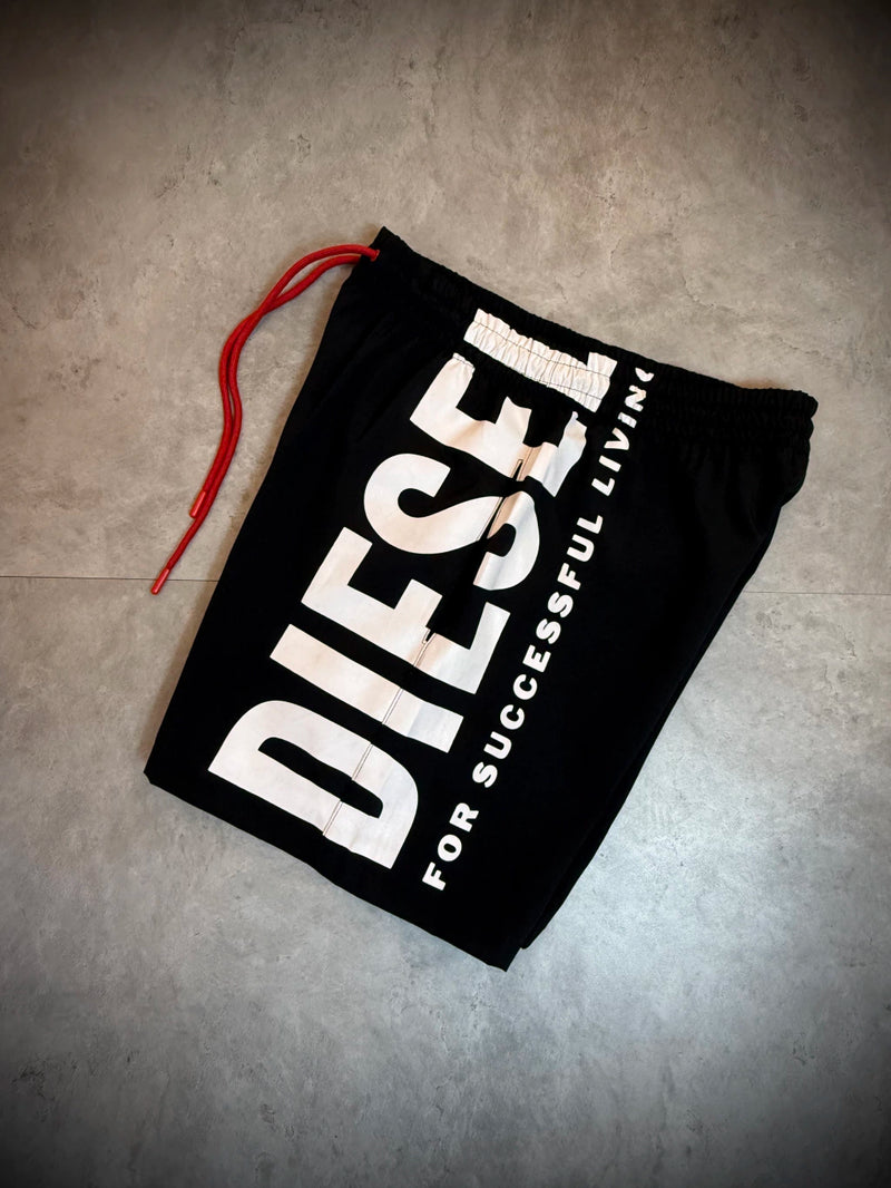Short Diesel Logo Lateral - Preto/Branco