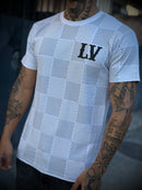 Camisa Lv Estampa Xadrez Simbolo - Branca