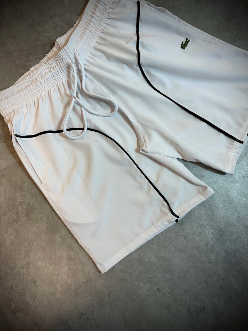 Short Lacoste | Friso Preto - Branco