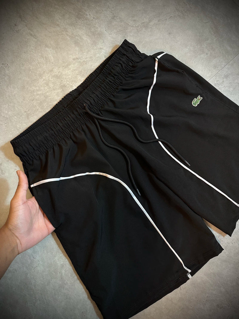 Short Lacoste | Friso Branco - Preto