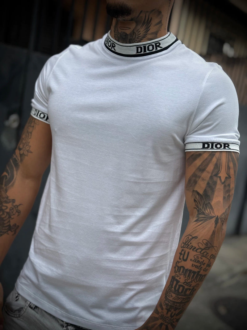 Camisa Dior Detalhe Gola - Importada Premium - Branca