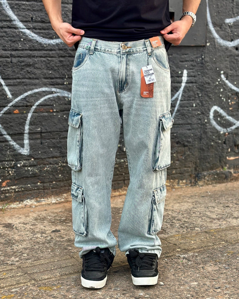 Calça OMG Cargo 4 Bolsos Vintage Estonada