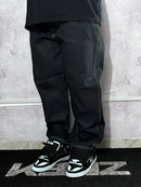 Calça Baggy Jeans Preto Costuras Brancas