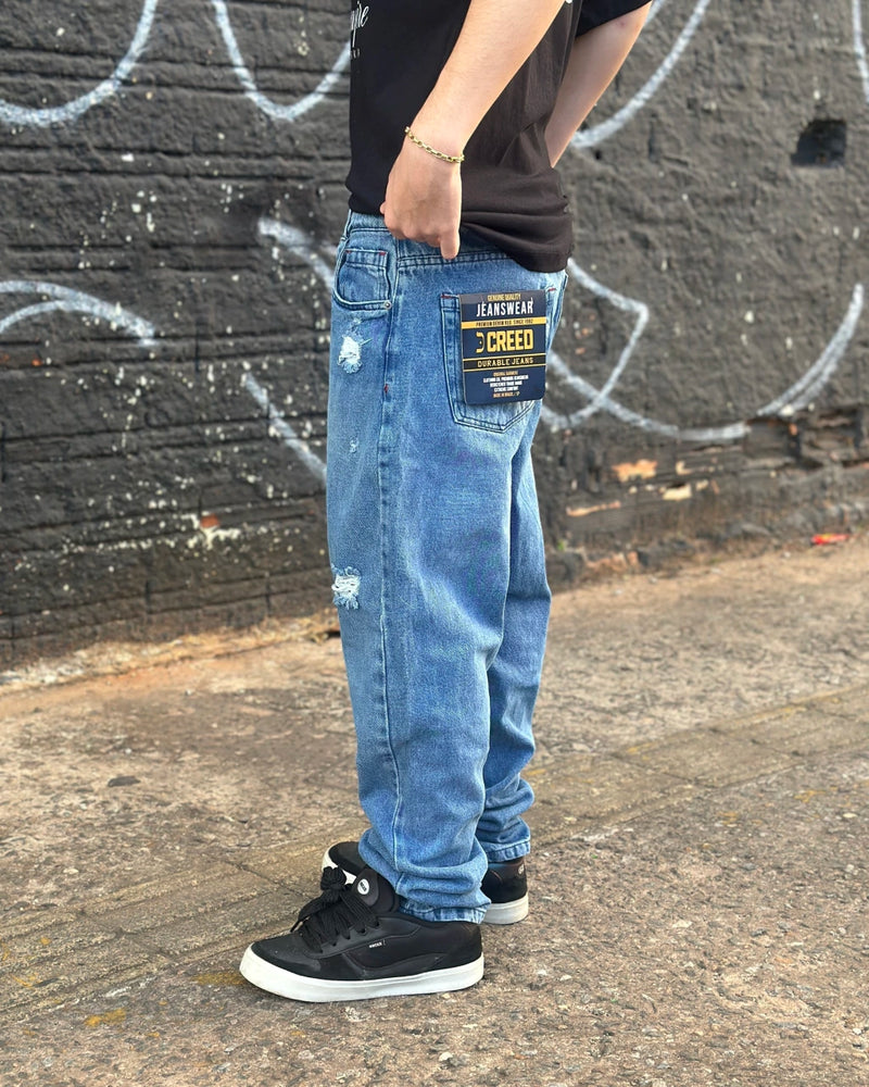 Calça Creed Jeans Destroyde Reta Azul