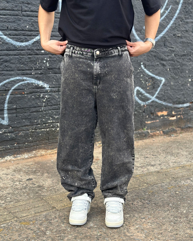 Calça Skull Jeans Baggy Black stoned