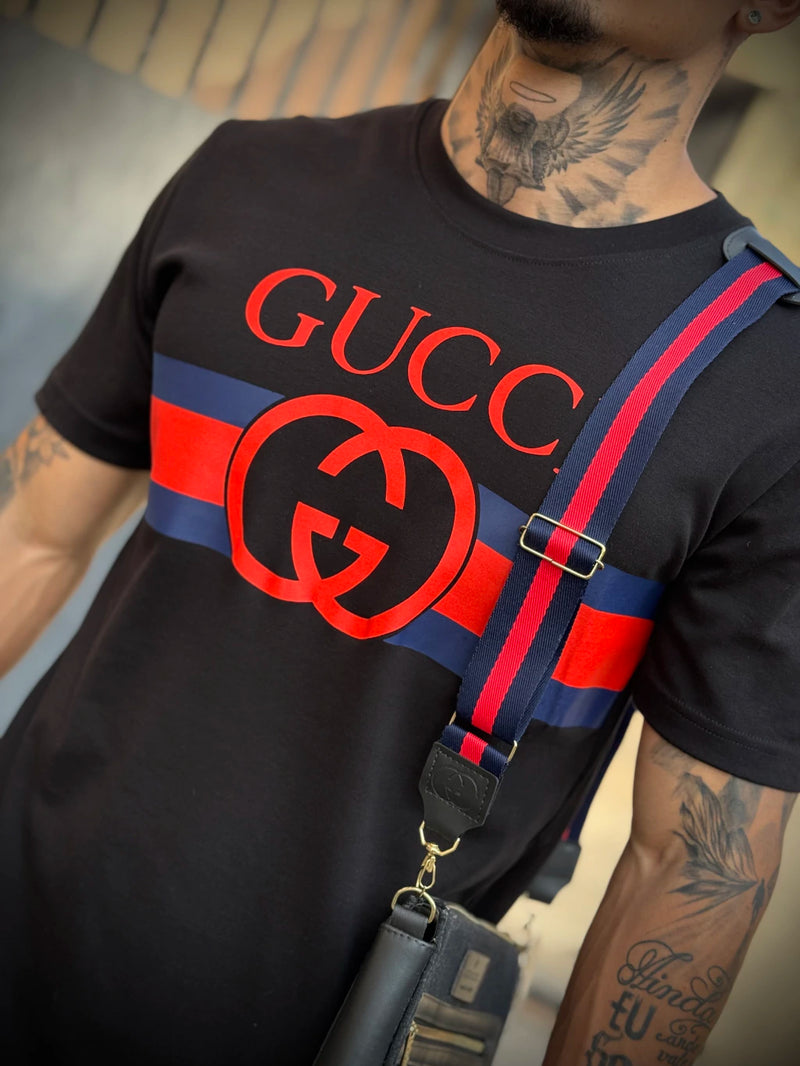 Camisa Gucci Faixa Frontal - Premium - Preta