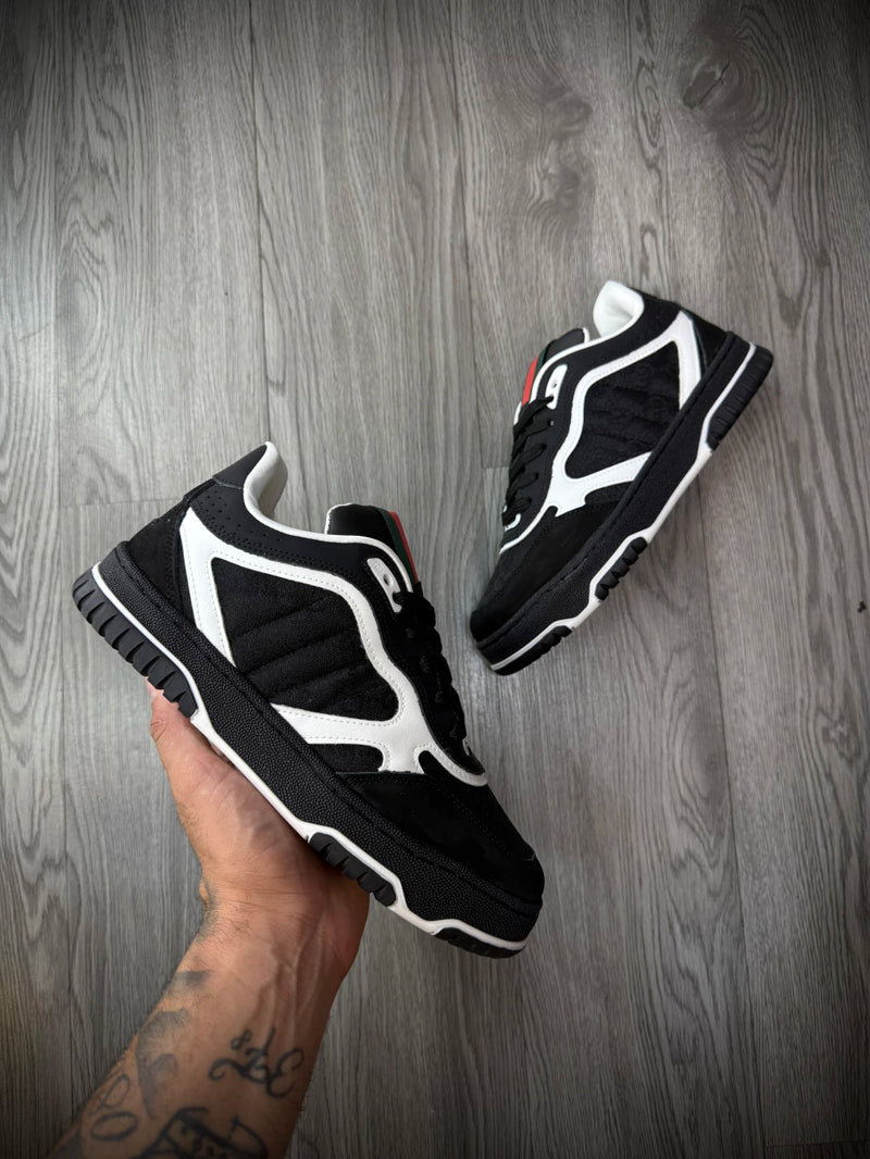 Tênis Importado Gucci | Monograma - Detalhe Listra Vermelha e Verde - PRETO