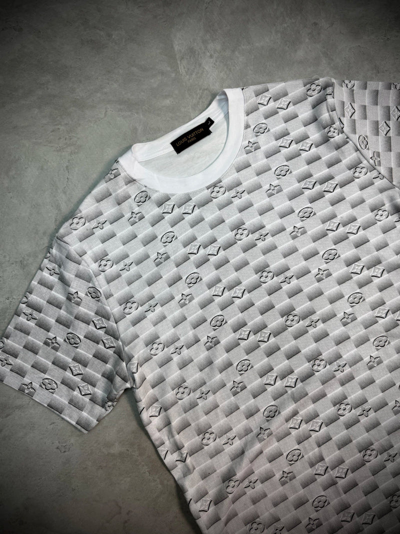 Camisa LV Estampa Monogramada Xadrez - Branca