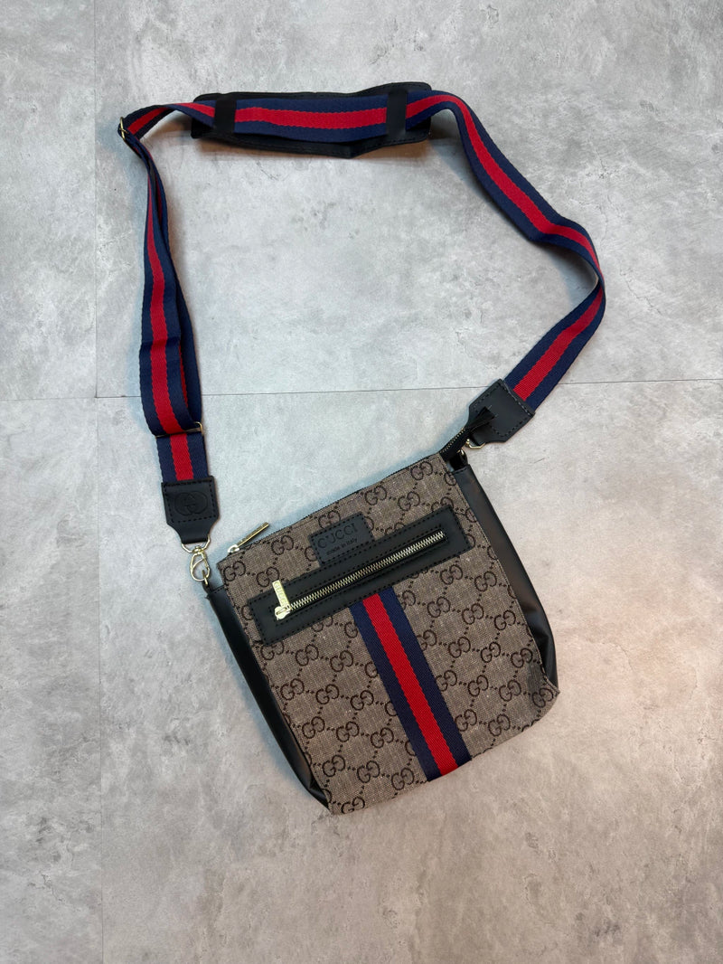 Bag Tecido Gucci - Bege - Faixa Azul & Vermelha